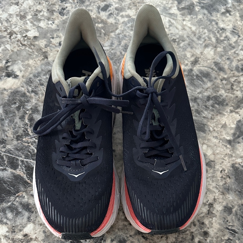 Hoka Black Running Shoes with Coral & Orange Accents - Picture 4 of 6